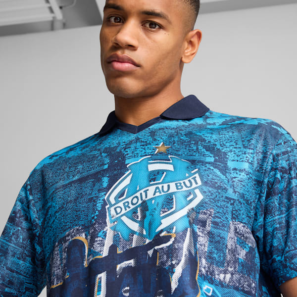 Olympique de Marseille ftblNRGY+ Retro Jersey Men, Bleu Azur, large-MEX