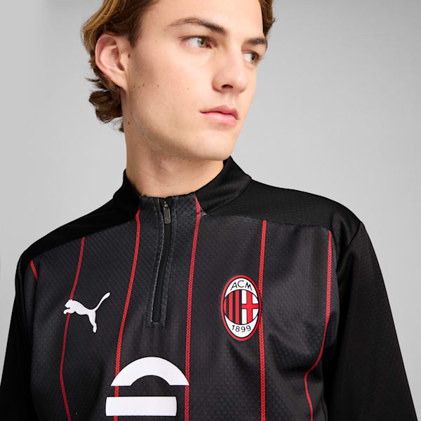 AC Milan Pre-match 1/4 Zip Top Men, PUMA Black-For All Time Red, large-ZAF