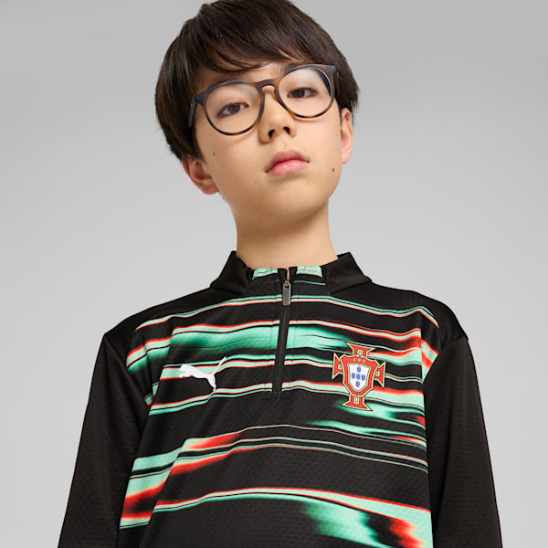 Portugal Pre-match Quarter-Zip Top Youth, PUMA Black-PUMA White, large-ZAF