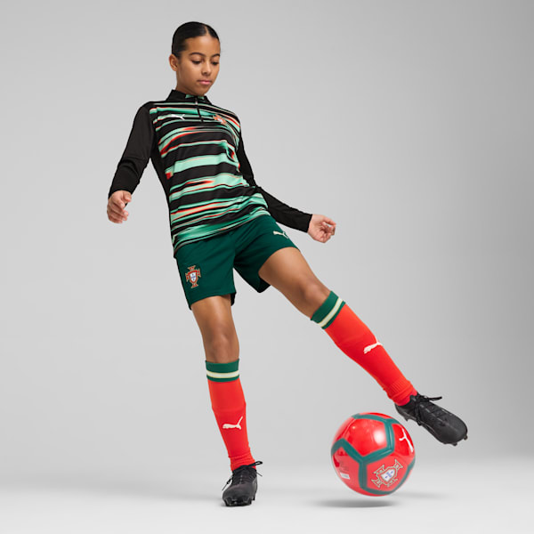 Portugal Pre-match Quarter-Zip Top Youth, PUMA Black-PUMA White, large-ZAF