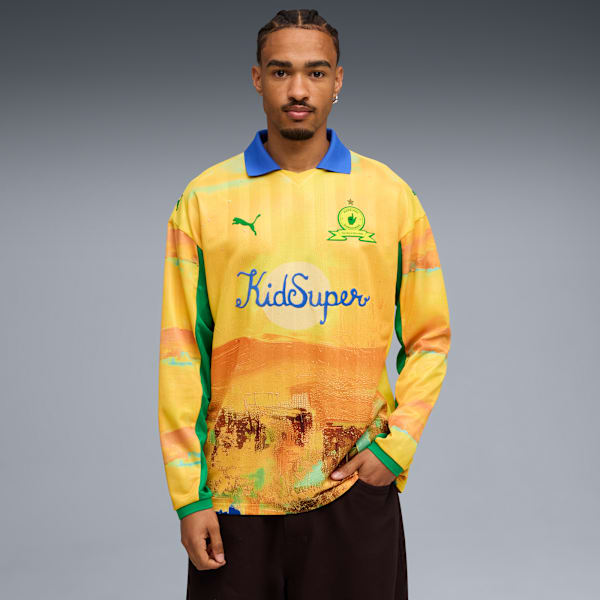 KID SUPER x MAMELODI SUNDOWNS Retro Shirt Men, Pelé Yellow-Fast Green, large-ZAF