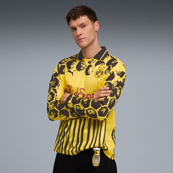 Camiseta retro KID SUPER x BORUSSIA DORTMUND para hombre, Faster Yellow-PUMA Black, large-MEX