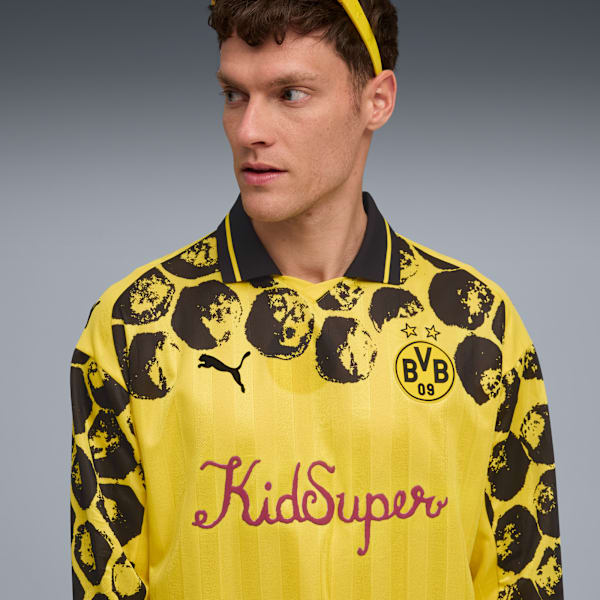 Camiseta retro KID SUPER x BORUSSIA DORTMUND para hombre, Faster Yellow-PUMA Black, large-MEX