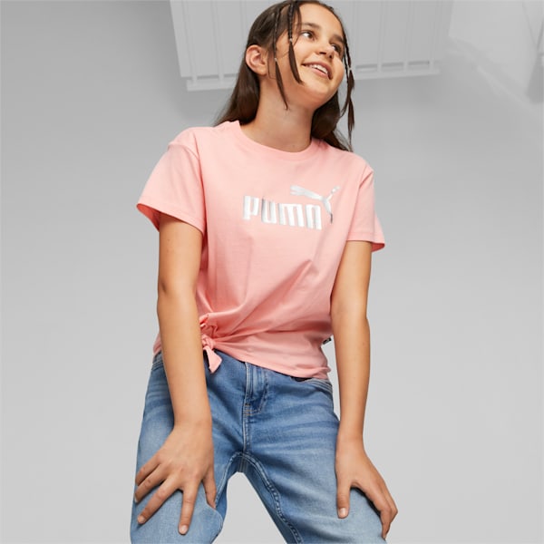 Essentials+ Logo Knotted Tee Youth, Peach Smoothie, large-ZAF