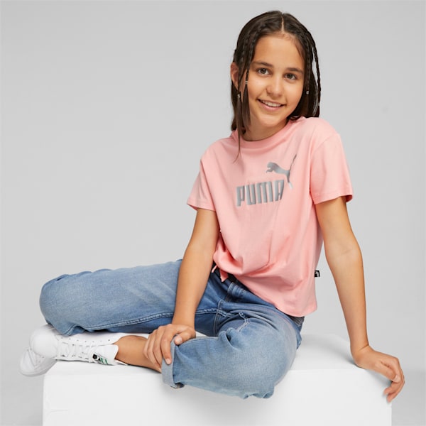 Essentials+ Logo Knotted Tee Youth, Peach Smoothie, large-ZAF