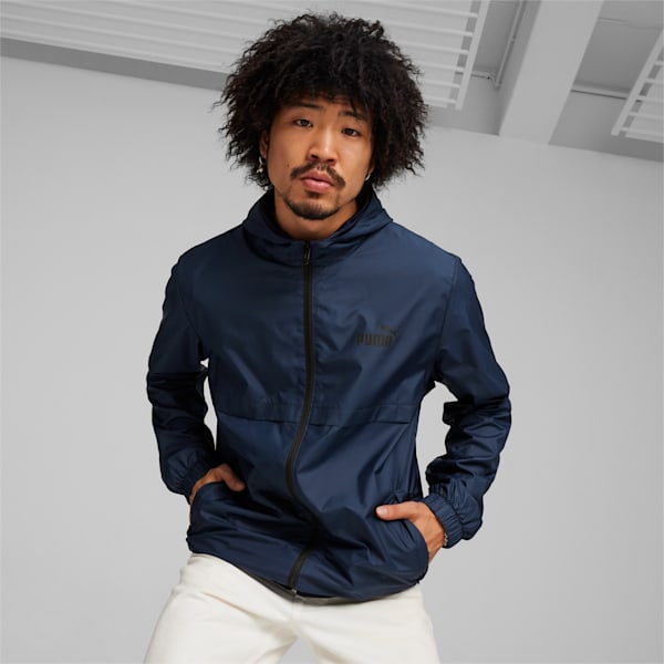 Essentials Solid Windbreaker Jacket Men, Club Navy, large-ZAF