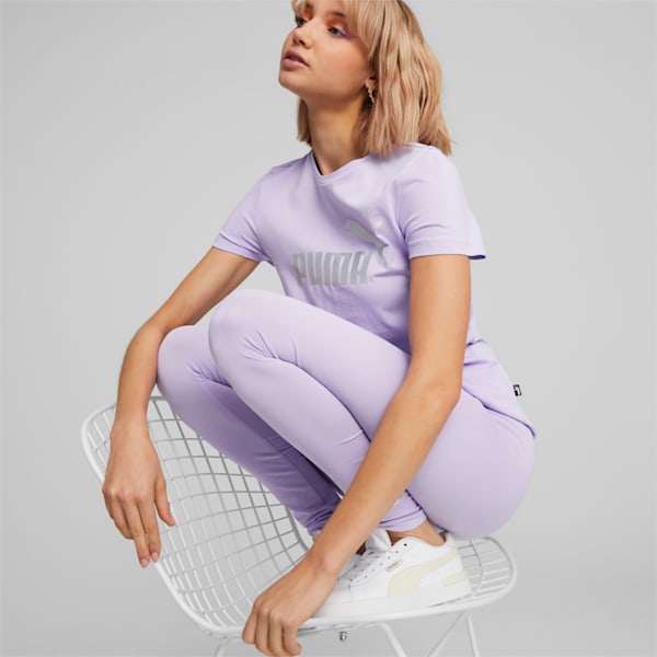 Essentials+ Metallic Logo Women's Tee, Vivid Violet, large-ZAF