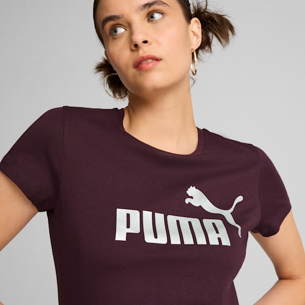 Essentials+ Metallic Logo Women's Tee, Midnight Plum, large-ZAF