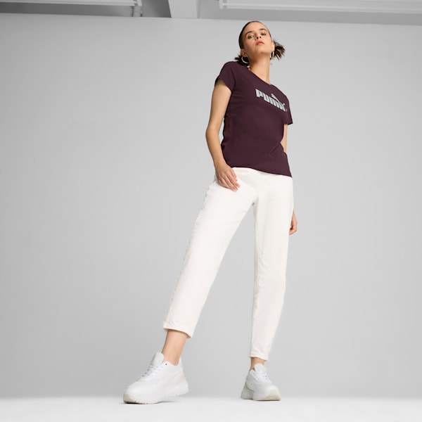 Essentials+ Metallic Logo Women's Tee, Midnight Plum, large-ZAF