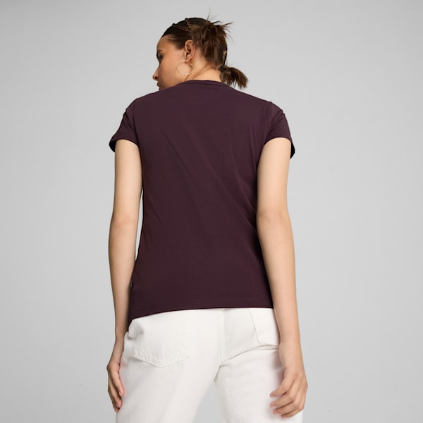 Essentials+ Metallic Logo Women's Tee, Midnight Plum, large-ZAF