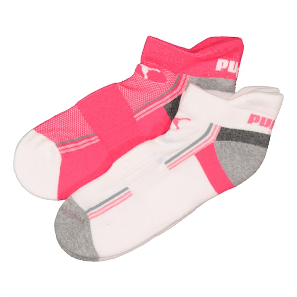 Ladies 2 Pack Trainer secret sock, Puma White-grey mel & Pink, large-ZAF