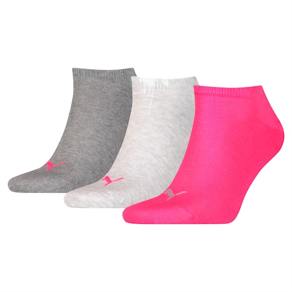 Pack de 3 Medias tobilleras lisas unisex, middle grey melange / pink, large-ARG