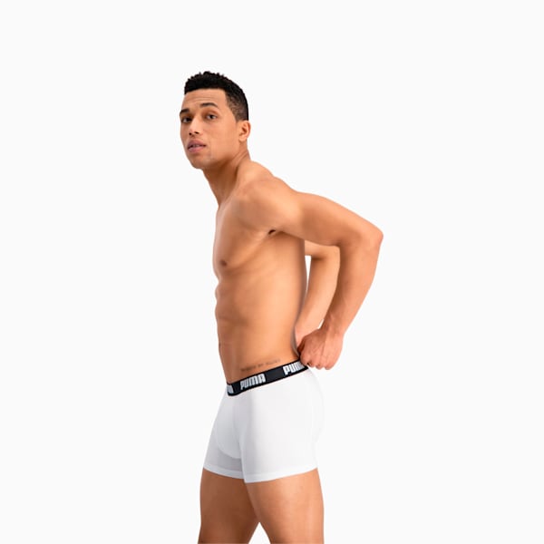 PUMA Basic Men's Boxers 2 Pack, white / black, large-ZAF