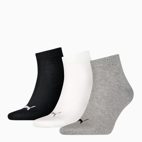 Pack de 3 Medias tobilleras lisas unisex, grey/white/black, large-ARG