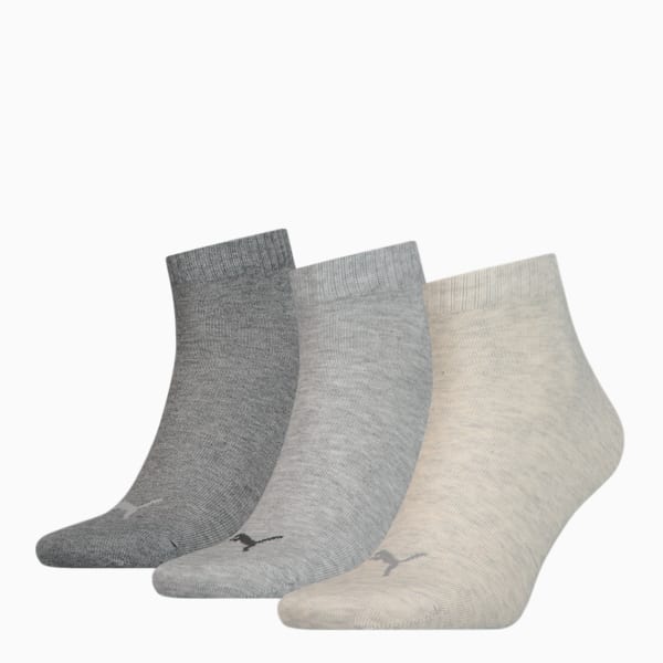 Pack de 3 Medias tobilleras lisas unisex, light grey melange, large-ARG