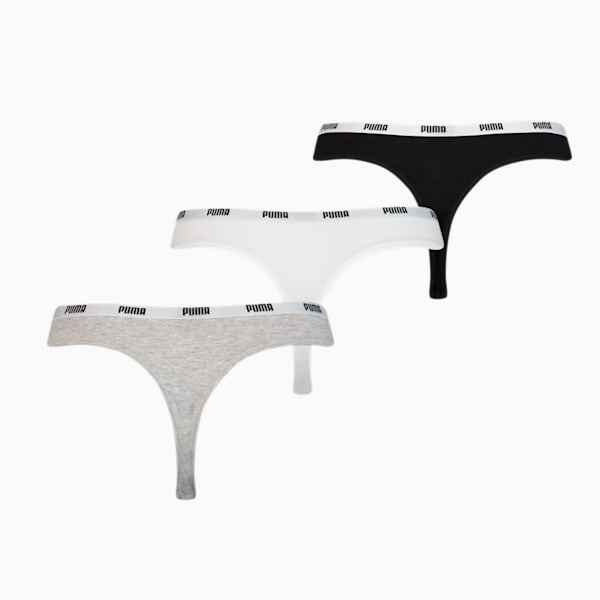 PUMA Women's String 3 Pack, white / grey / black, large-ZAF