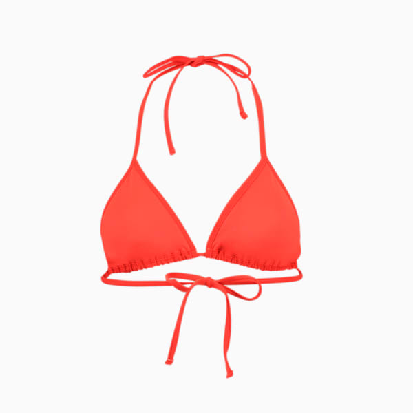 PUMA Swim Women's Triangle Bikini Top, red, large-MEX