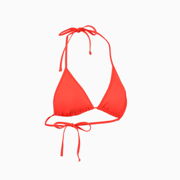 PUMA Swim Women's Triangle Bikini Top, red, large-MEX