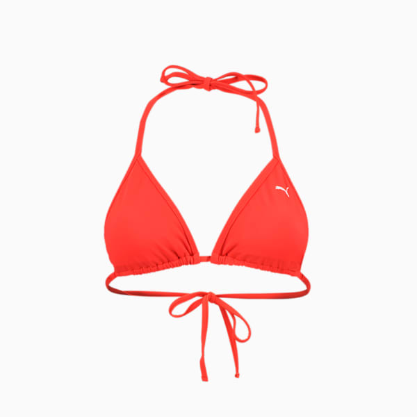 PUMA Swim Women's Triangle Bikini Top, red, large-MEX