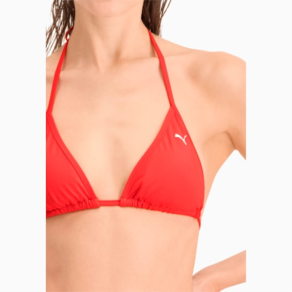 PUMA Swim Women's Triangle Bikini Top, red, large-MEX