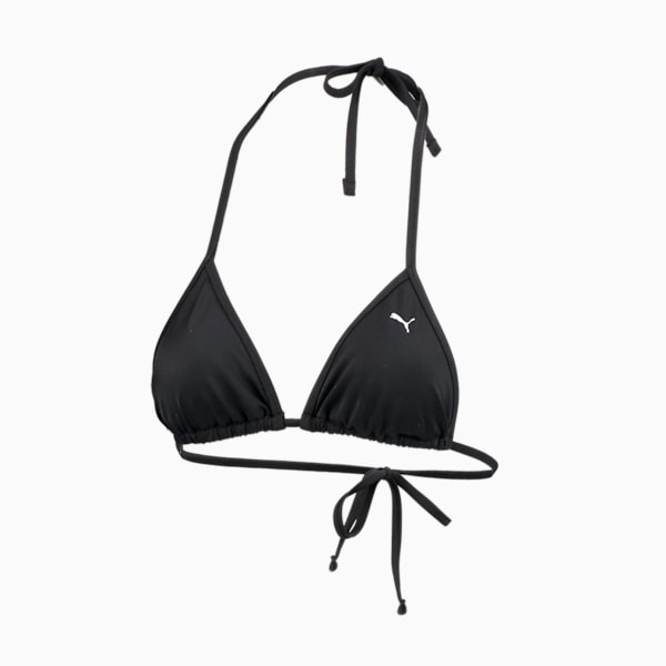 PUMA Swim Women's Triangle Bikini Top, black, large-MEX