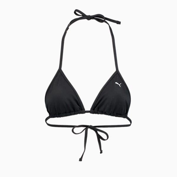 PUMA Swim Women's Triangle Bikini Top, black, large-MEX