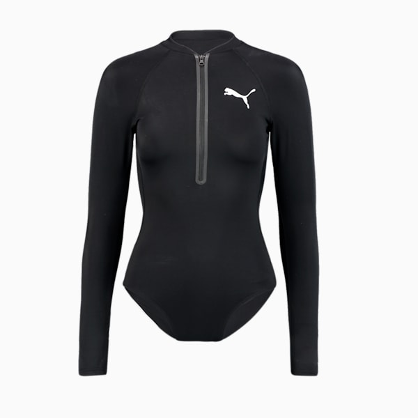PUMA Swim Women's Long Sleeve Surf Suit, black, large-MEX