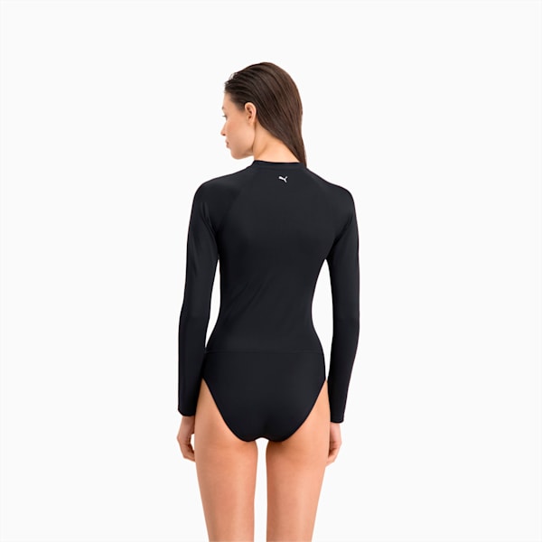 PUMA Swim Women's Long Sleeve Surf Suit, black, large-MEX