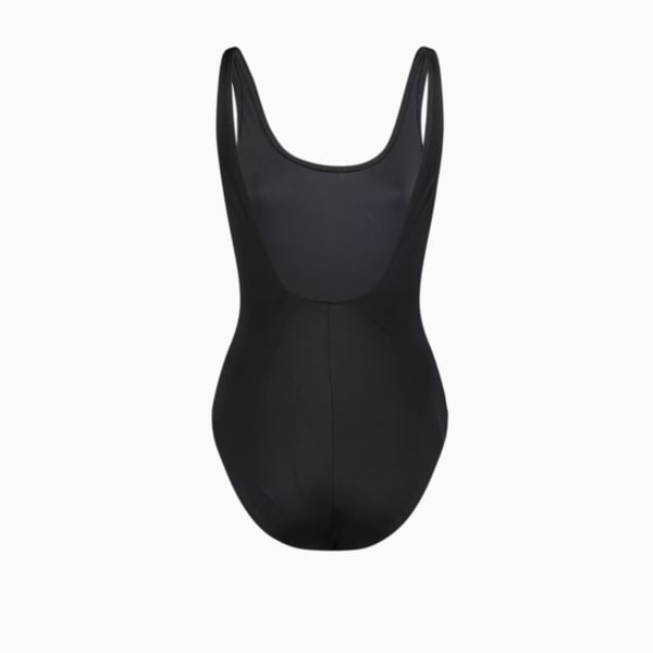 PUMA Swim Women's 1 Piece Swimsuit, black, large-MEX