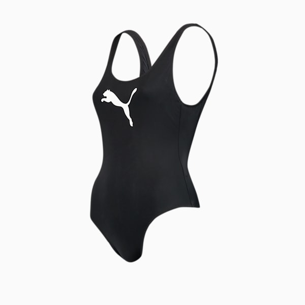 PUMA Swim Women's 1 Piece Swimsuit, black, large-MEX