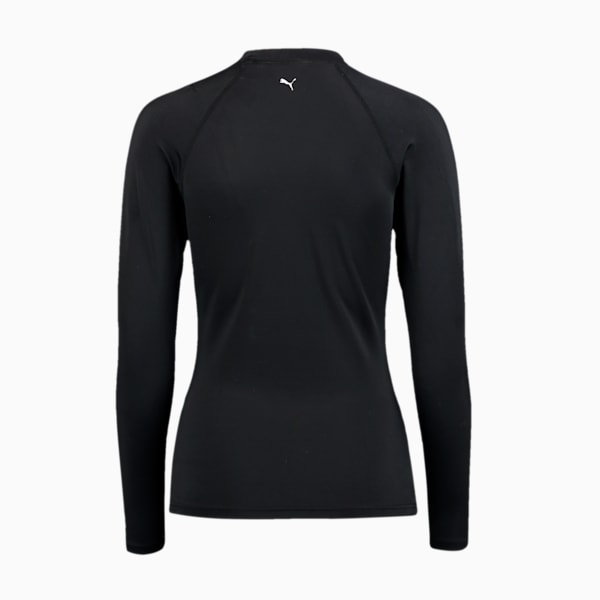 PUMA Swim Women's Long Sleeve Rash Guard, black, large-MEX