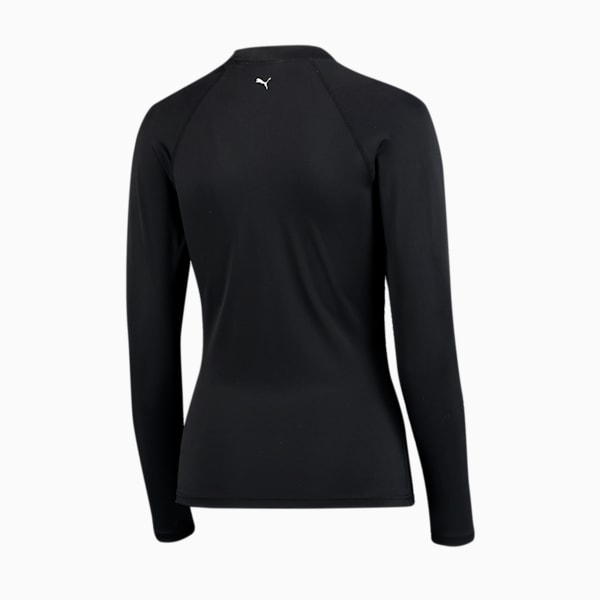 PUMA Swim Women's Long Sleeve Rash Guard, black, large-MEX