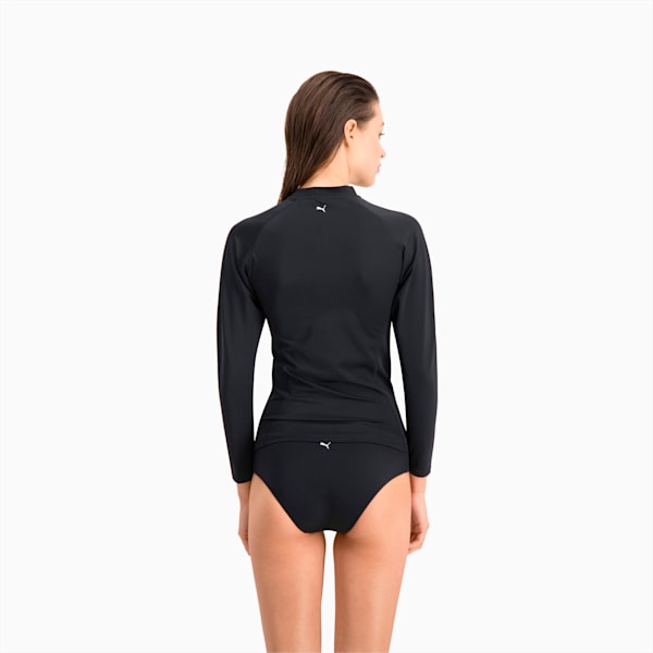 PUMA Swim Women's Long Sleeve Rash Guard, black, large-MEX