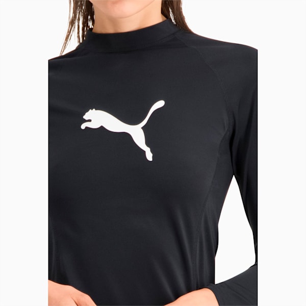 PUMA Swim Women's Long Sleeve Rash Guard, black, large-MEX