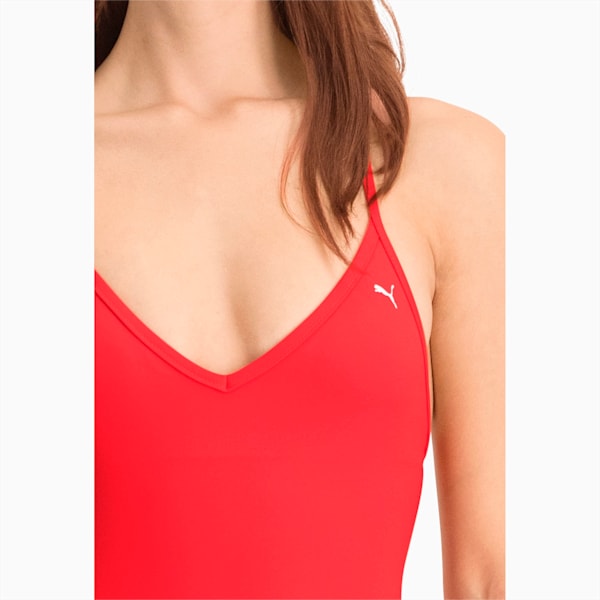 PUMA Swim Women's V-Neck Cross back Swimsuit, red, large-MEX