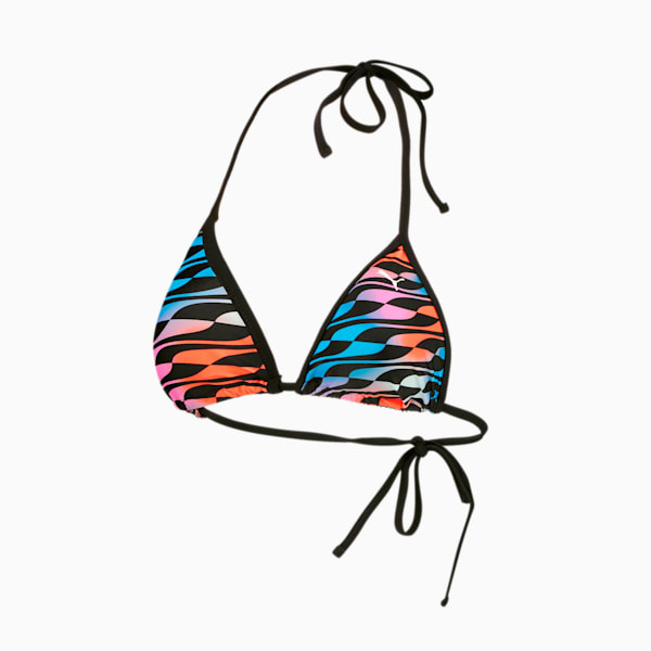 PUMA Swim Formstrip Women's Triangle Bikini Top, black combo, large-ZAF