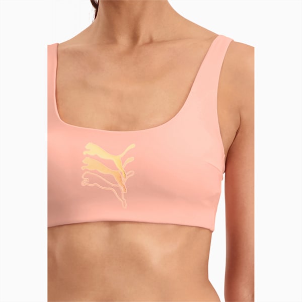 PUMA Swim Scoop Neck Women's Bikini Top, peach, large-ZAF