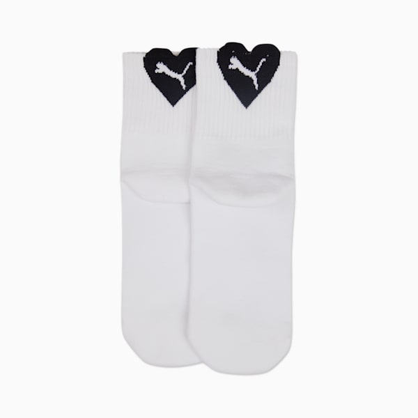 PUMA Women's Heart Short Socks 2 Pack, white / black, large-ZAF