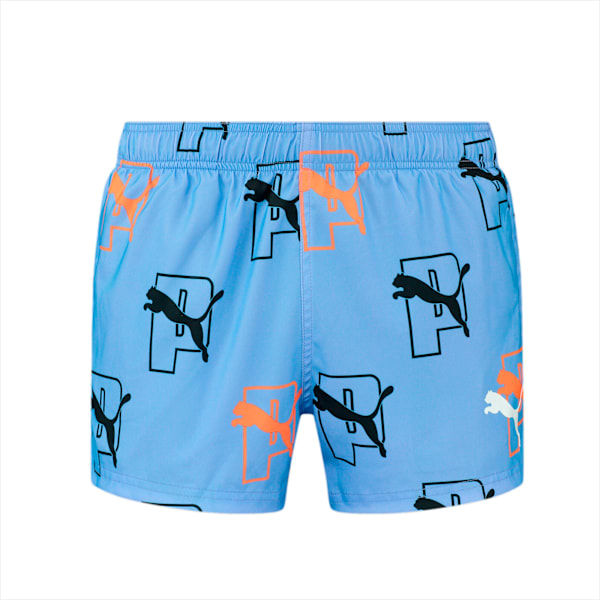 PUMA Swim Men's Cat Logo Short Length Shorts, Blue Light, large-MEX