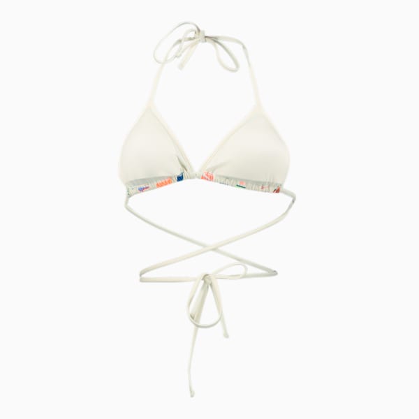PUMA Swim Women's Wrap Around Triangle Bikini Top, white combo, large-MEX