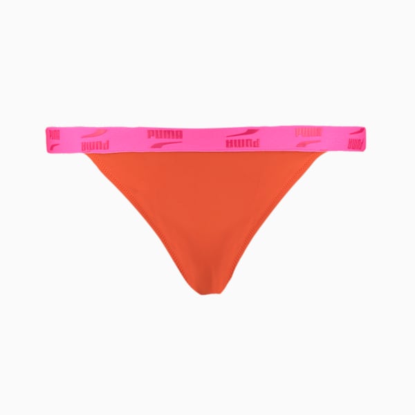 PUMA Swim Women's Tanga Bikini Bottom, brown / pink, large-MEX