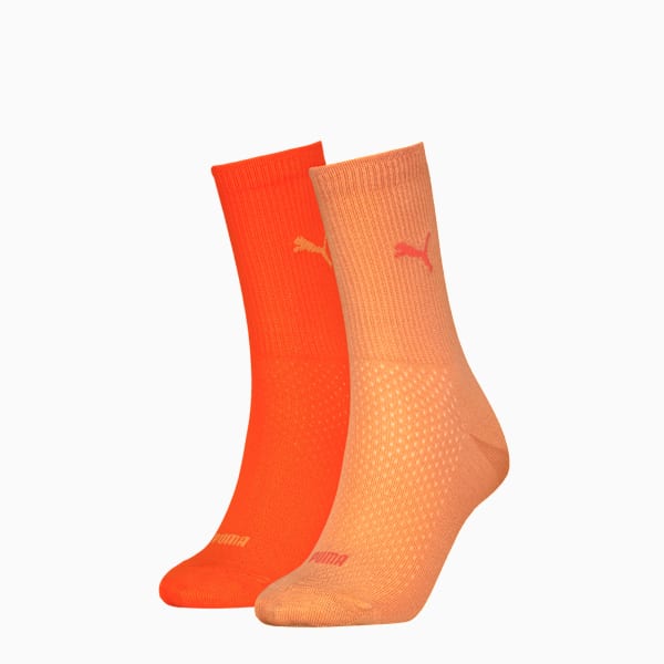 PUMA Women's Classic Socks 2 Pack, flame orange, large-MEX
