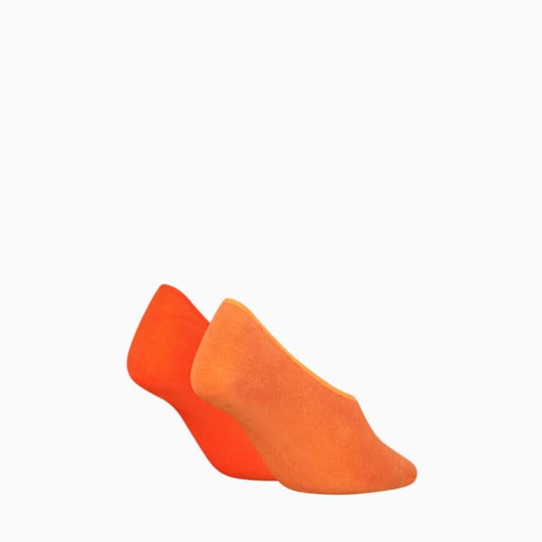 PUMA Women's Invisible Footie Socks 2 pack, flame orange, large-MEX