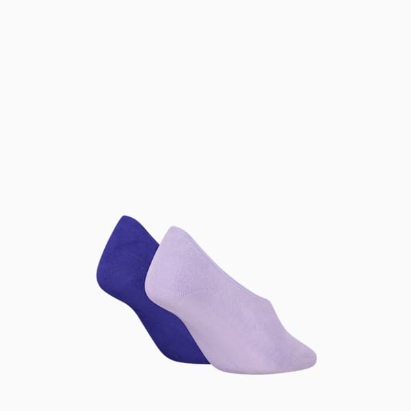 PUMA Women's Invisible Footie Socks 2 pack, purple combo, large-MEX