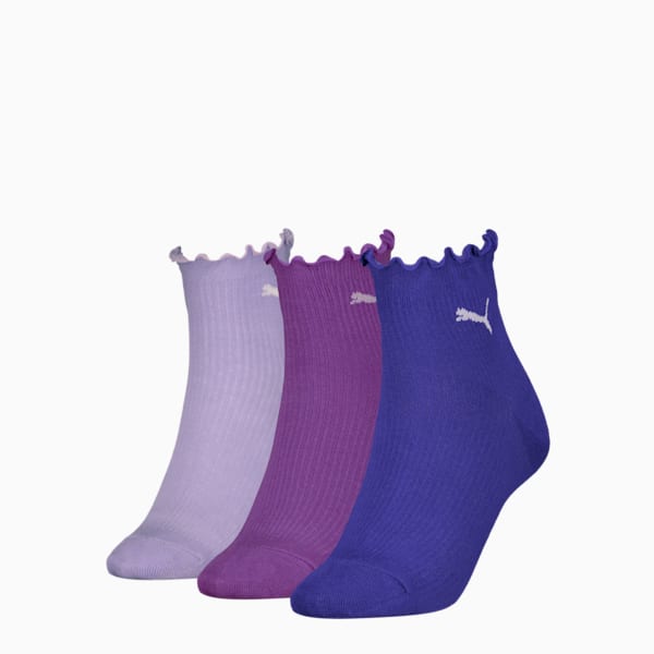 Medias PUMA para mujer, paquete de 3 pares, purple combo, large-ARG