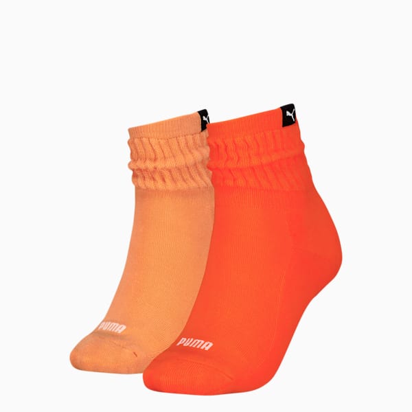 PUMA Women's Classic Short Slouch Socks 2 pack, flame orange, large-MEX