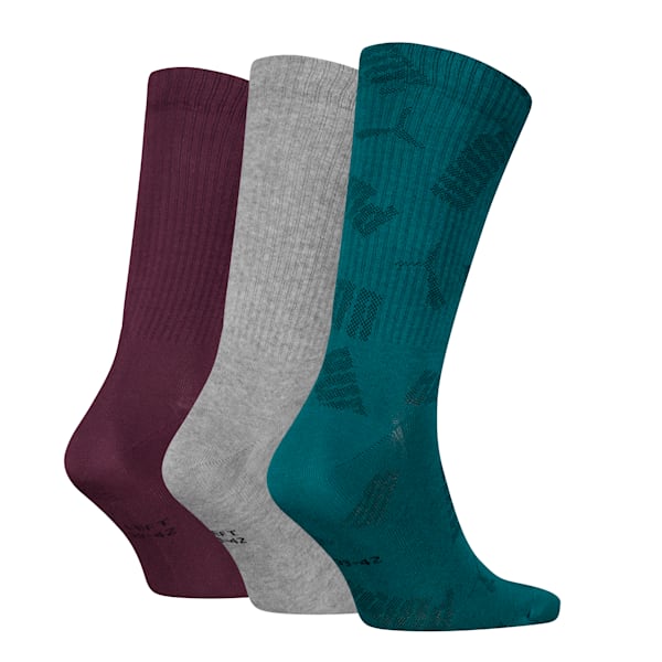 PUMA Unisex Crew Socks 3 pack, green combo, large-MEX