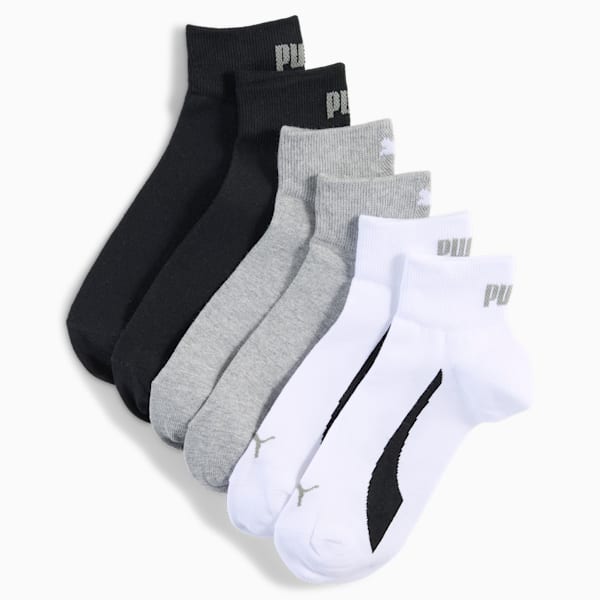 Quarter Socks Unisex (3-pack), white / grey / black, large-MEX