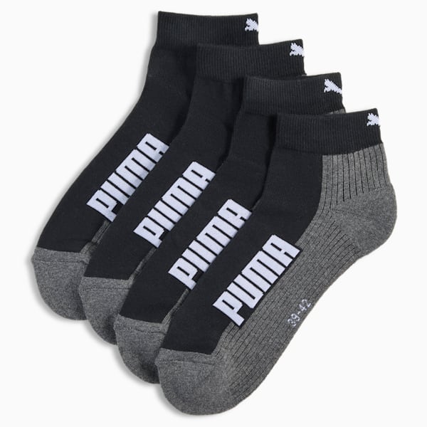 Cushioned Quarter Socks Unisex (2-pack), black / white, large-MEX