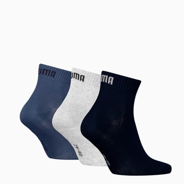 Quarter Socks 3 Pack Unisex, navy/grey/nightshadow blue, large-MEX